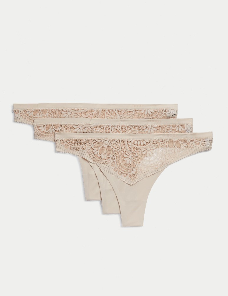 3pk Body Soft™ Lace Thongs