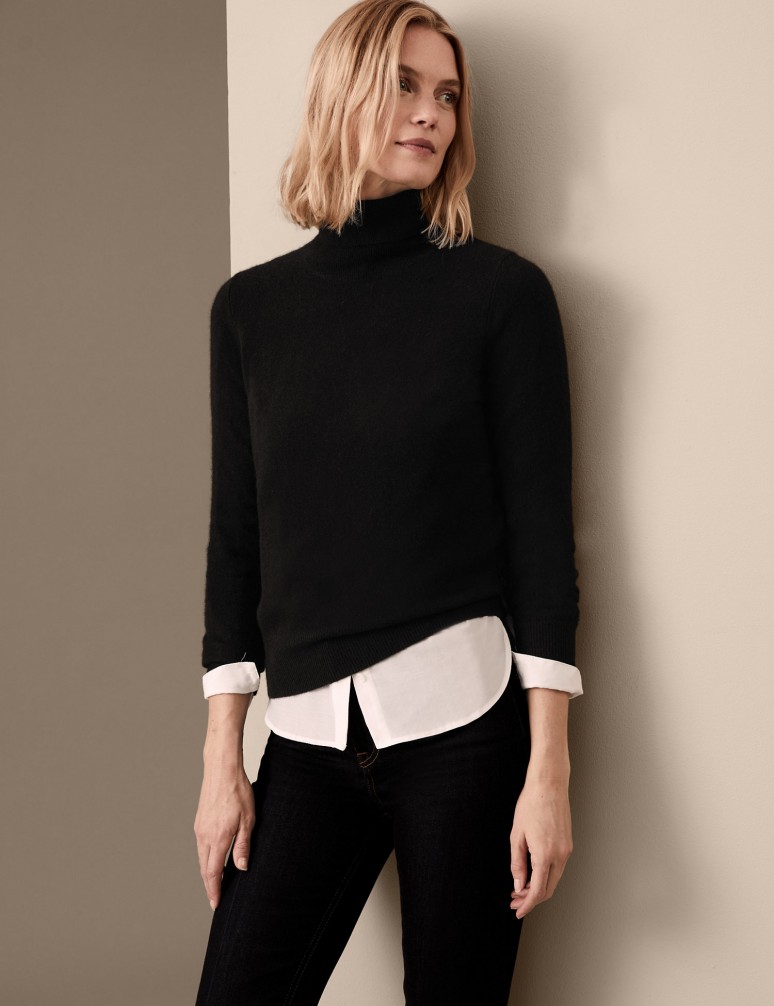 Pure Cashmere Roll Neck Jumper