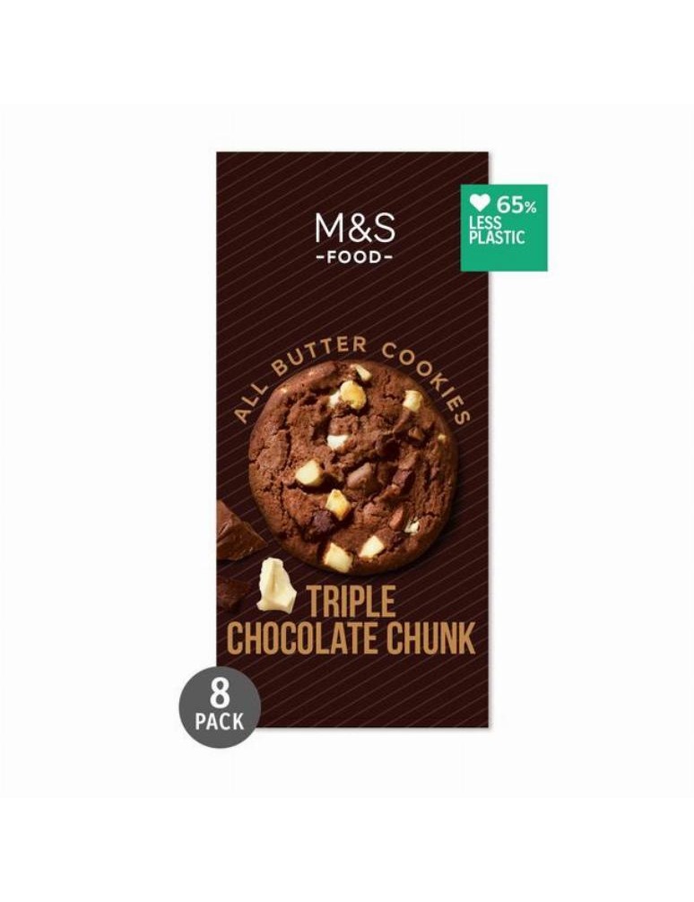 8 máslových sušenek s kousky belgické hořké, mléčné a bílé čokolády