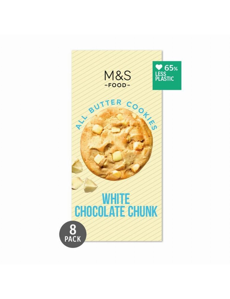 8 máslových sušenek s kousky bílé čokolády