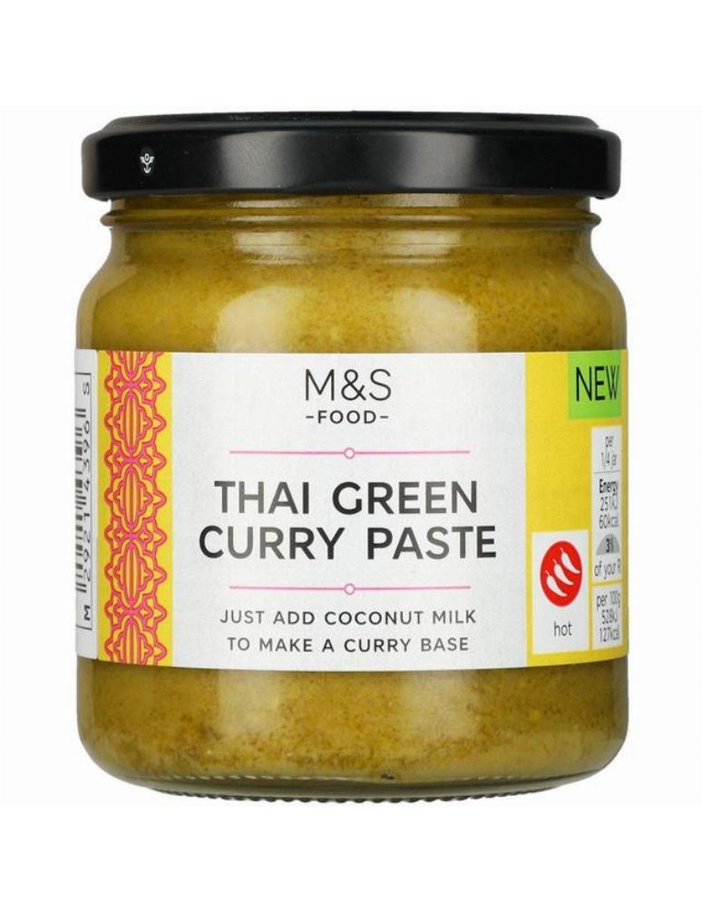 Thajská zelená kari pasta se zelenými chilli papričkami, citrónovou trávou, galgánem a krevetovou pastou