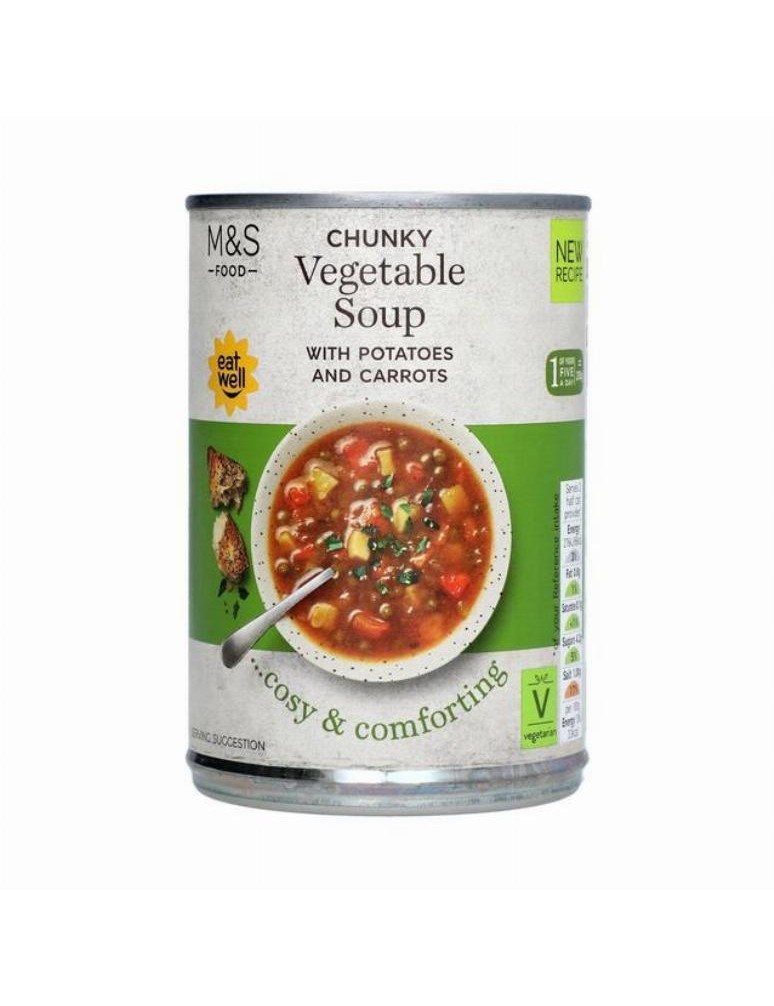 Zeleninová polévka s mrkví, žlutým půleným hrachem, cibulí, hráškem a bramborami