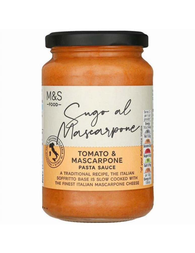 Rajčatová omáčka na těstoviny se sýrem mascarpone a Pecorino a extra panenským olivovým olejem (2,5 %)