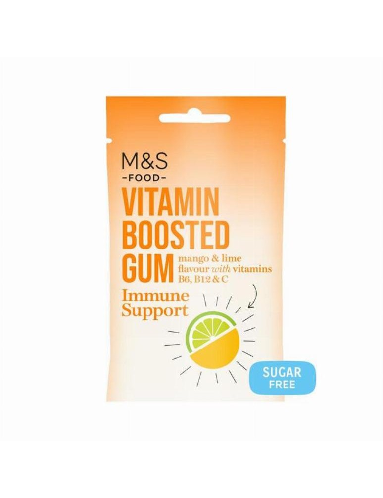 Žvýkačka s příchutí manga a limetky, bez cukru, s vitamíny a sladidly