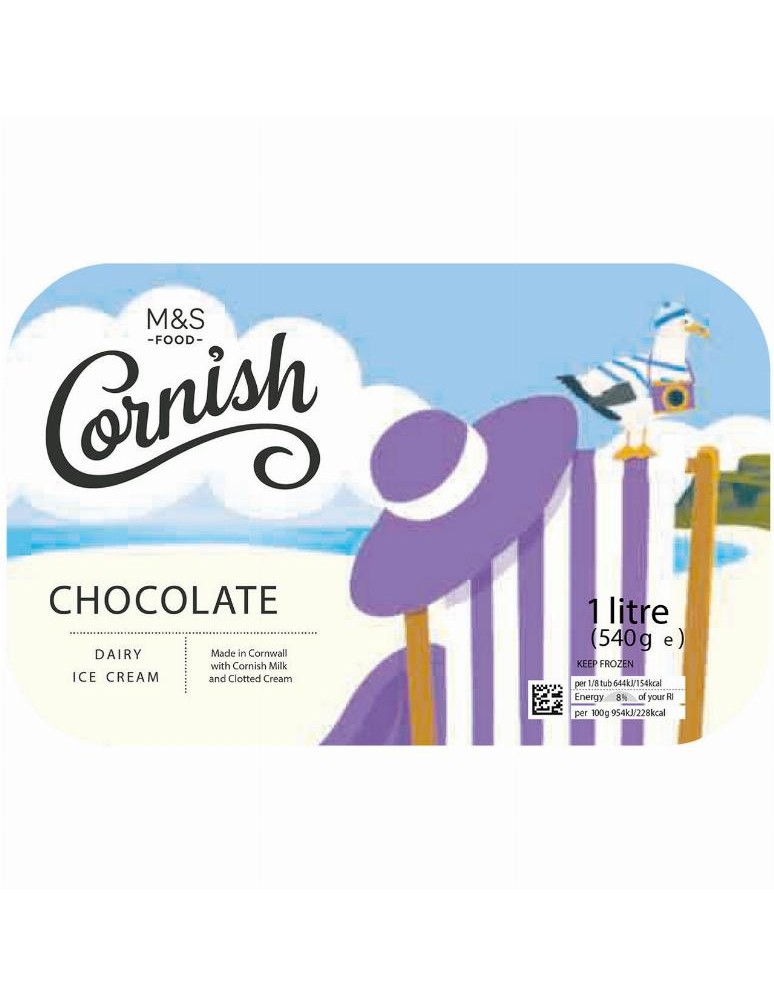 Zmrzlina vyrobená z cornwallského mléka s belgickou hořkou čokoládou