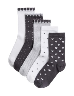 5 párů ponožek s potiskem a vysokým podílem bavlny