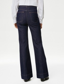 Patch Pocket Flare High Waisted Jeans