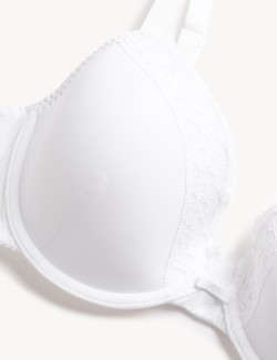 Krajková dekoltová podprsenka s kosticemi a vycpávkami, vel. A–E