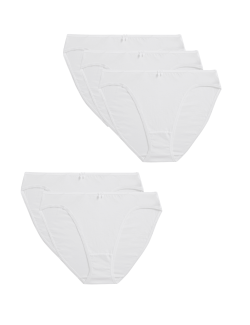 5pk Cotton Lycra® High Leg Knickers