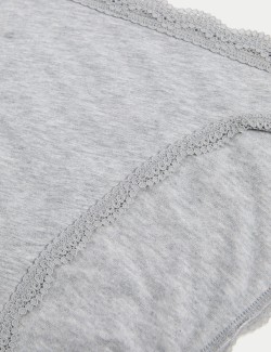 3pk Cotton & Lace High Leg Knickers