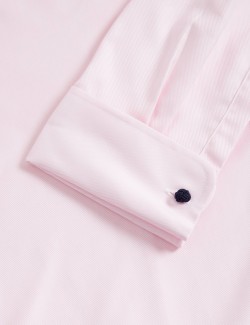 Keprová košile úzkého střihu z luxusní bavlny s dvojitou manžetou