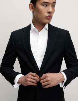 Keprová košile úzkého střihu z luxusní bavlny s dvojitou manžetou