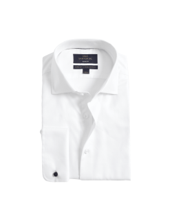 Keprová košile úzkého střihu z luxusní bavlny s dvojitou manžetou