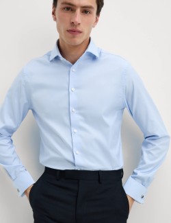 Tailored Fit Luxury Cotton Double Cuff Twill Shirt
