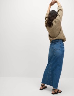 Džínová maxi sukně s prostřihem vepředu