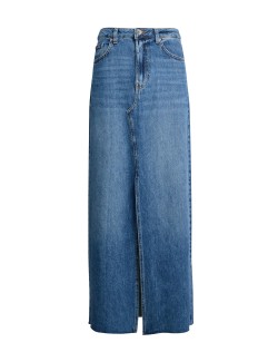 Džínová maxi sukně s prostřihem vepředu