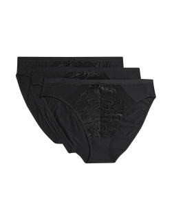 3pk Amelia Lace High Leg Knickers