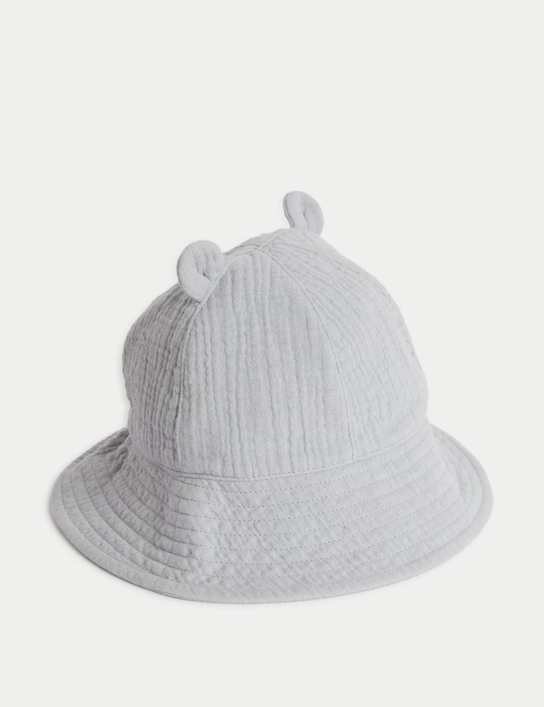 Kids' Pure Cotton Bear Sun Hat (0-3 Yrs)