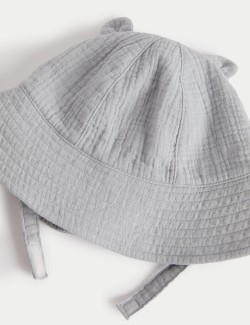 Kids' Pure Cotton Bear Sun Hat (0-3 Yrs)