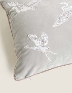 Crane Embroidered Bolster Cushion