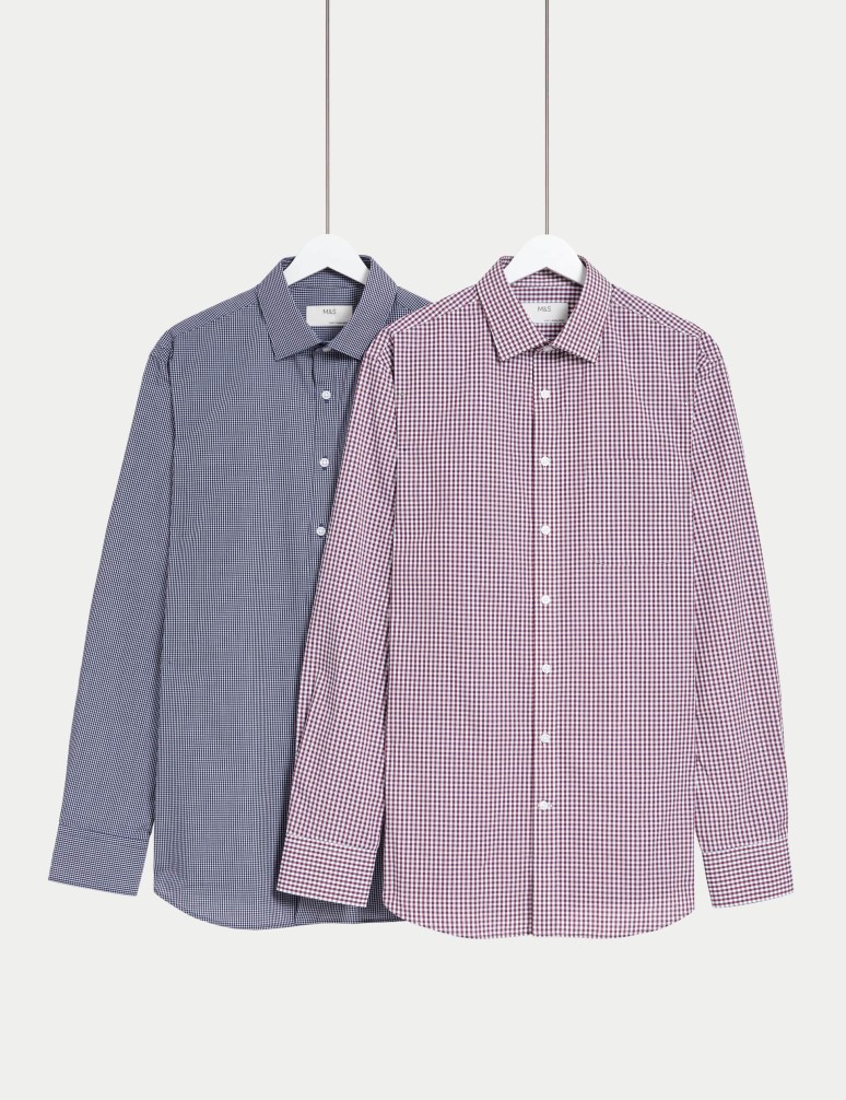 2pk Regular Fit Easy Iron Check Shirts