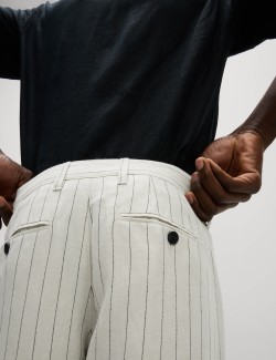 Chino kalhoty ze směsi lnu, normální střih