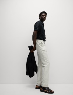 Chino kalhoty ze směsi lnu, normální střih