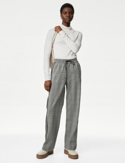 Checked Straight Leg Trousers
