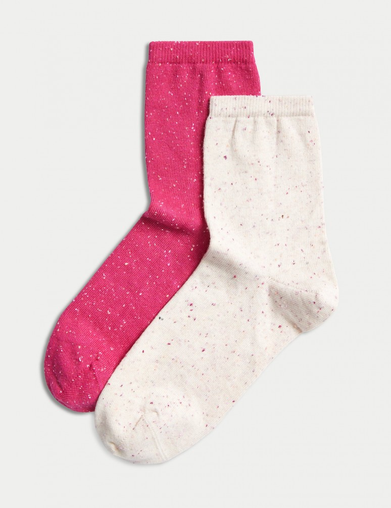 Sada 2 párů kotníkových ponožek s vysokým podílem bavlny