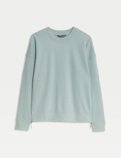 Cotton Rich Mesh Panel Relaxed Sweatshirt