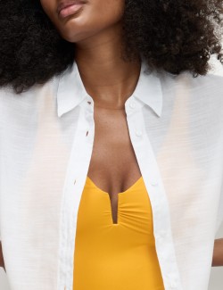 Plážová košile z čisté bavlny s límečkem