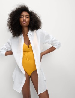 Plážová košile z čisté bavlny s límečkem