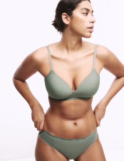 Bavlněné bikinové kalhotky s krajkou, sada 3 ks