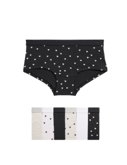 Šortky s vysokým podílem bavlny a potiskem s motivem srdce, 7 ks (5–16 let)