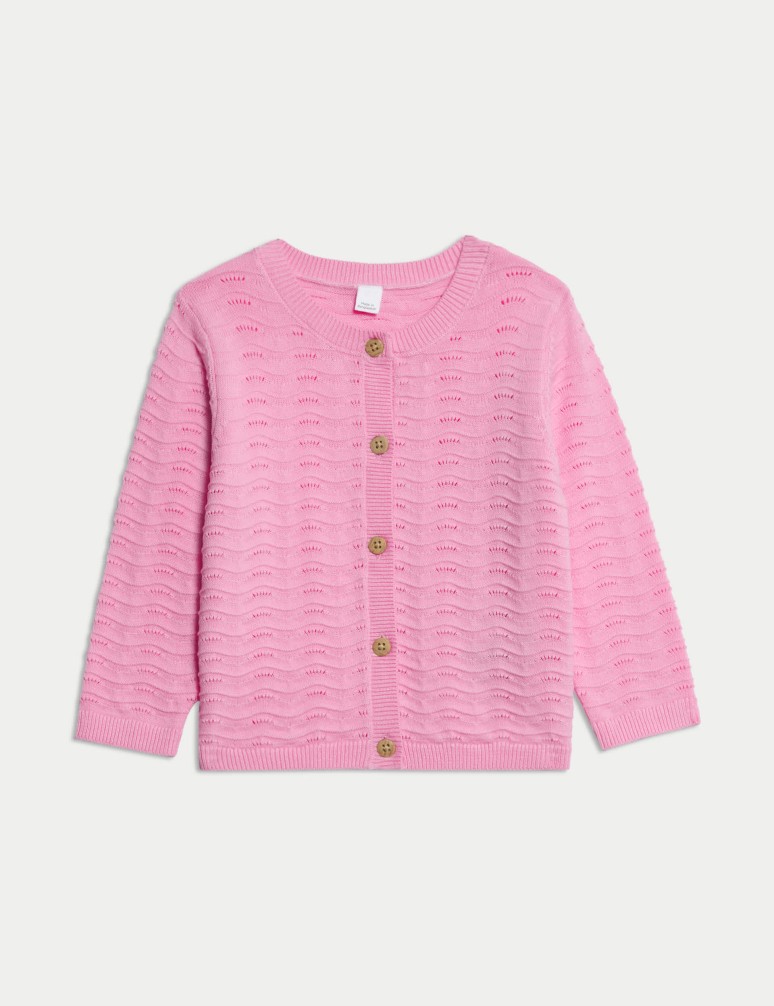 Pure Cotton Pointelle Cardigan (0-3 Yrs)