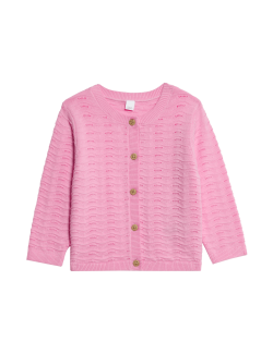 Pure Cotton Pointelle Cardigan (0-3 Yrs)
