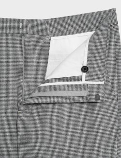 Tailored Fit Puppytooth Flat Front Trousers