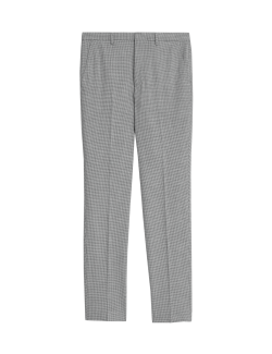 Tailored Fit Puppytooth Flat Front Trousers