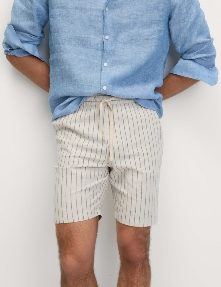 Linen Blend Elasticated Waist Shorts
