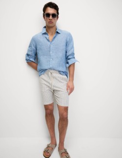 Linen Blend Elasticated Waist Shorts