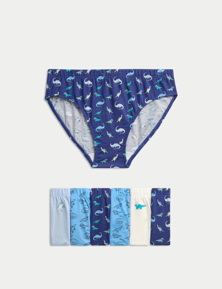 7pk Pure Cotton Dino Briefs (2-8 Yrs)