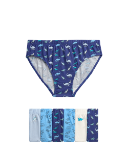 7pk Pure Cotton Dino Briefs (2-8 Yrs)