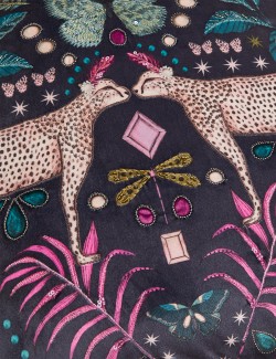 Velvet Cheetah Embroidered Cushion