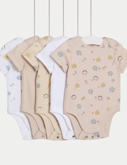 5pk Pure Cotton Dinosaur Bodysuits (6½lbs-3 Yrs)