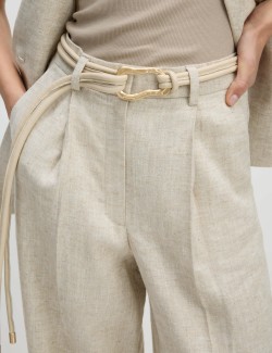 Kalhoty ze směsi lnu se širokými nohavicemi