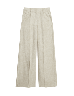 Kalhoty ze směsi lnu se širokými nohavicemi