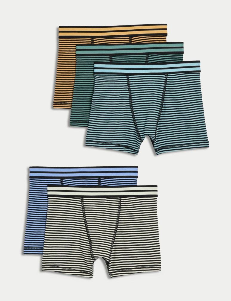 5pk Cotton with Stretch Striped Trunks (5-16 Yrs)