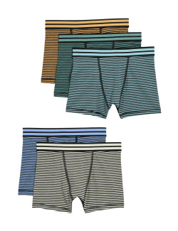 5pk Cotton with Stretch Striped Trunks (5-16 Yrs)