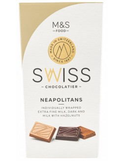Mini tyčinky ze švýcarské mléčné a hořké čokolády a mini tyčinky ze švýcarské mléčné čokolády s lískovými ořechy (7 %)