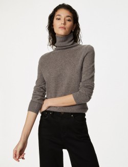 Pure Cashmere Roll Neck Jumper